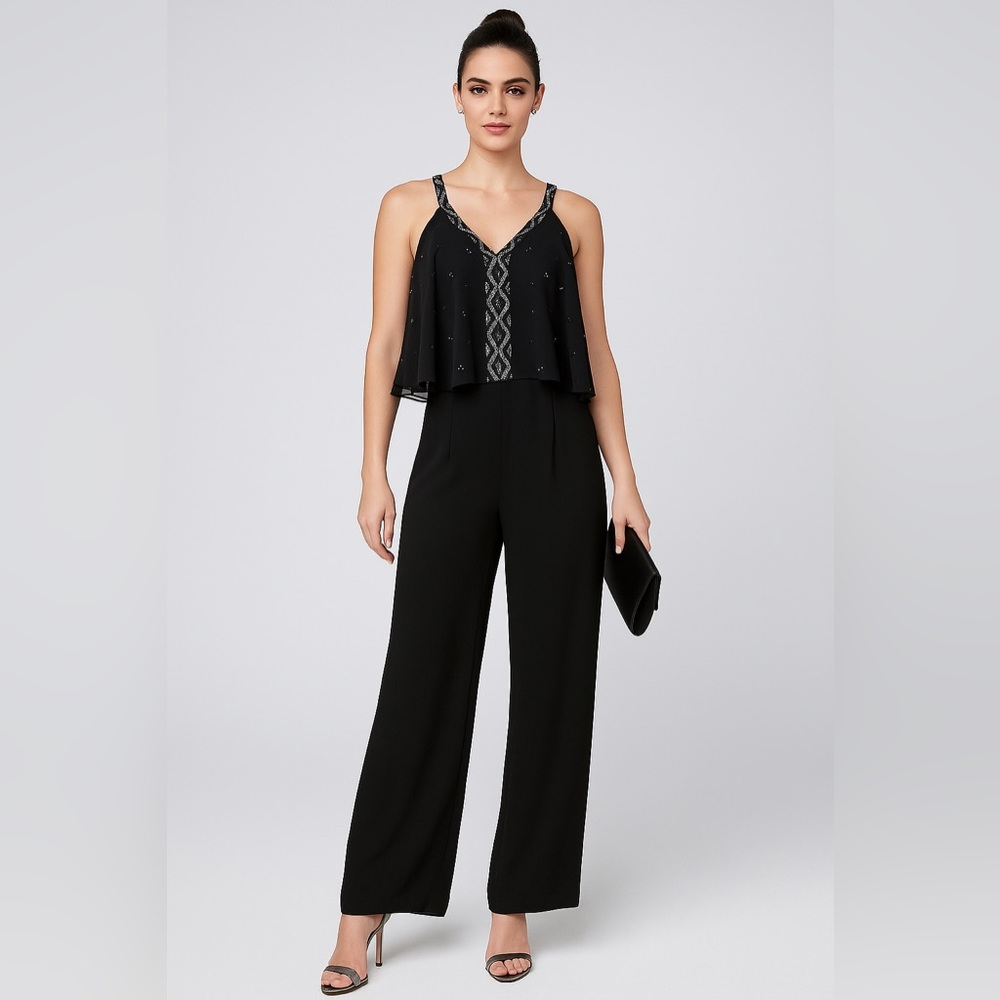 Venus Women’s Black Embellished Jumpsuit Size 6 NWOT